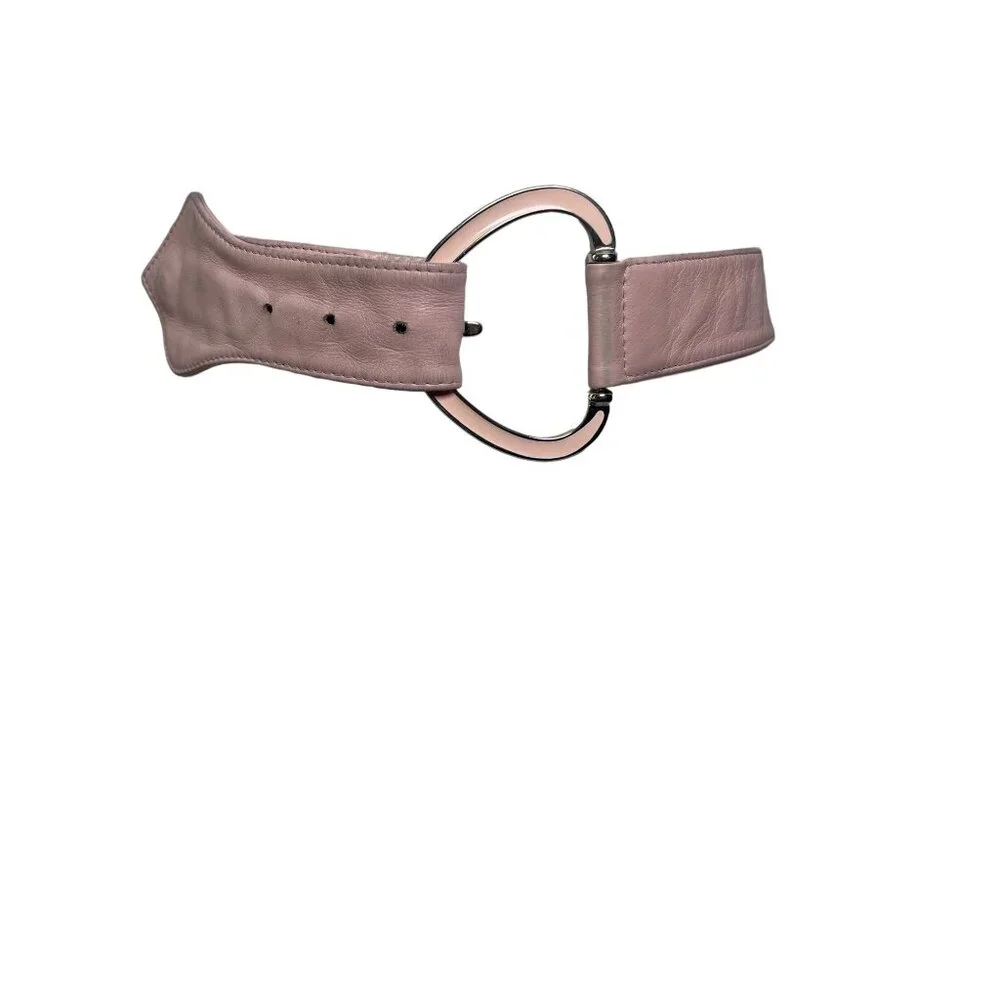 Authentic Dolce & Gabbana Blush Pink Silvertone Leather Belt Italy Size 85/34” - Picture 2 of 12